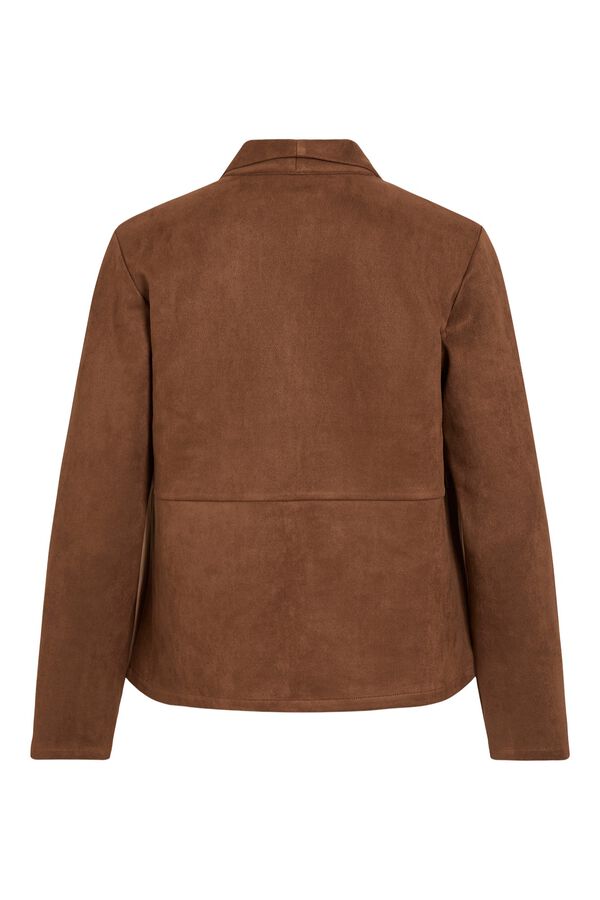 Vila Open faux suede jacket Brown