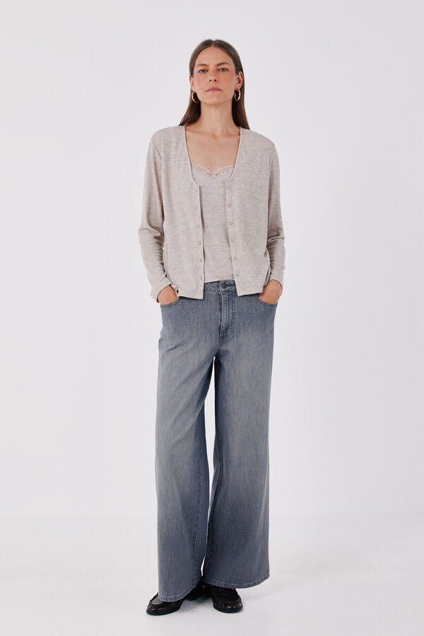 Cortefiel Long palazzo jeans Dark grey