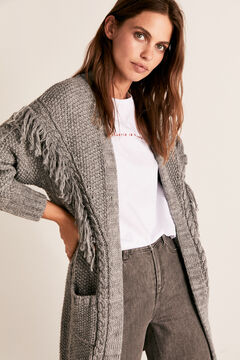 Cortefiel Fringed cardigan Gray