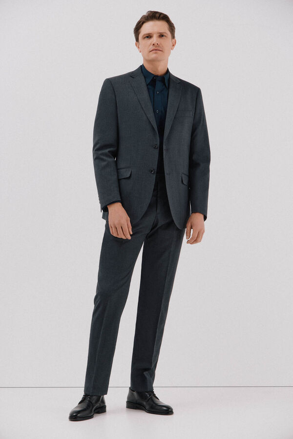 Cortefiel Plain tencel cotton shirt Navy