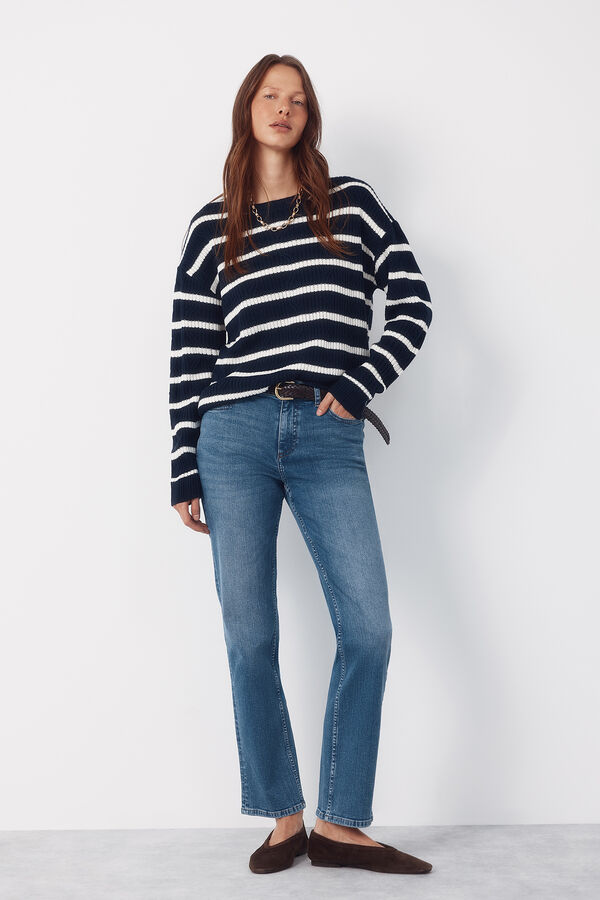 Cortefiel Soft feel jumper Printed blue