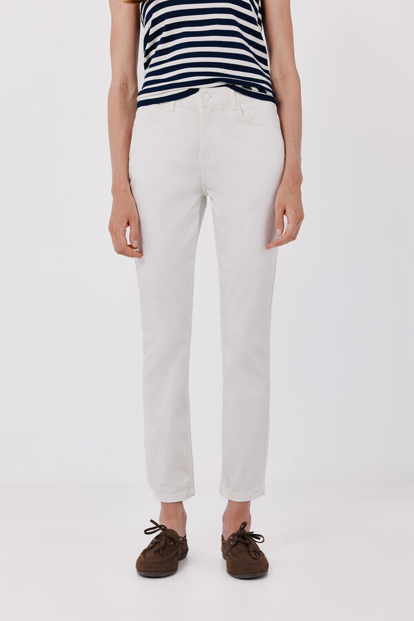 Cortefiel Coloured cropped skinny jeans White