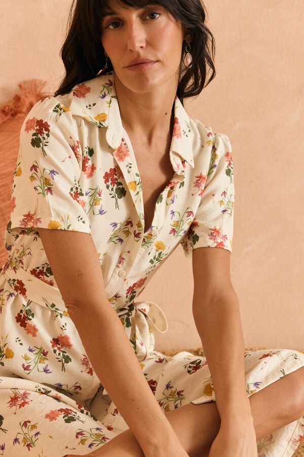 Pol&iacute;n Et Moi Vestido midi Cintia Ecru