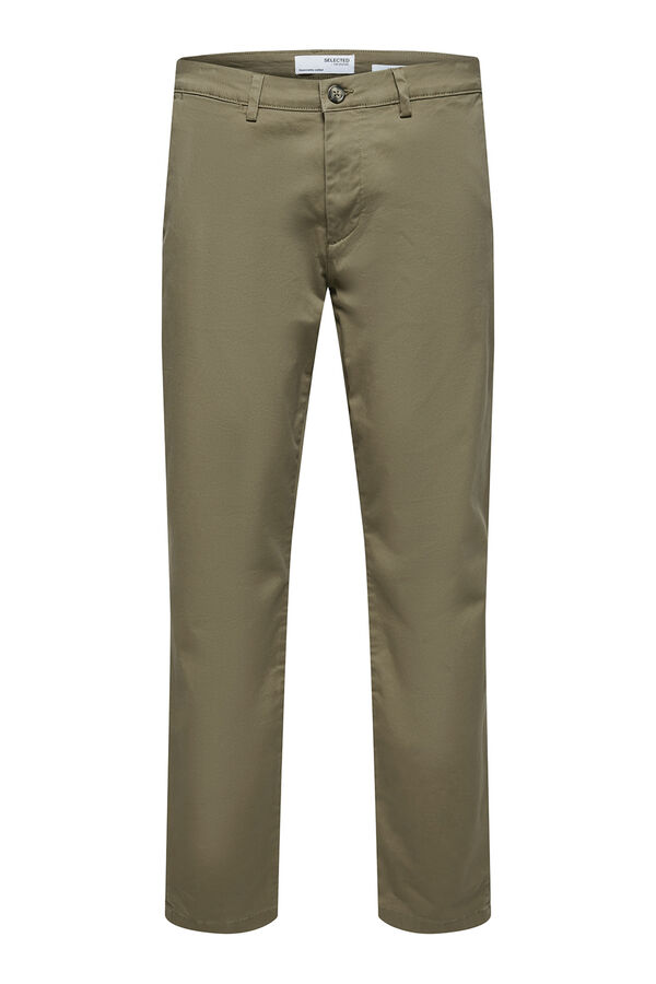 Selected Calça calças chino slim fit feita de algodão orgânico  Castanho