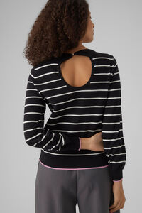 Cortefiel Fine jersey-knit jumper with back opening Black