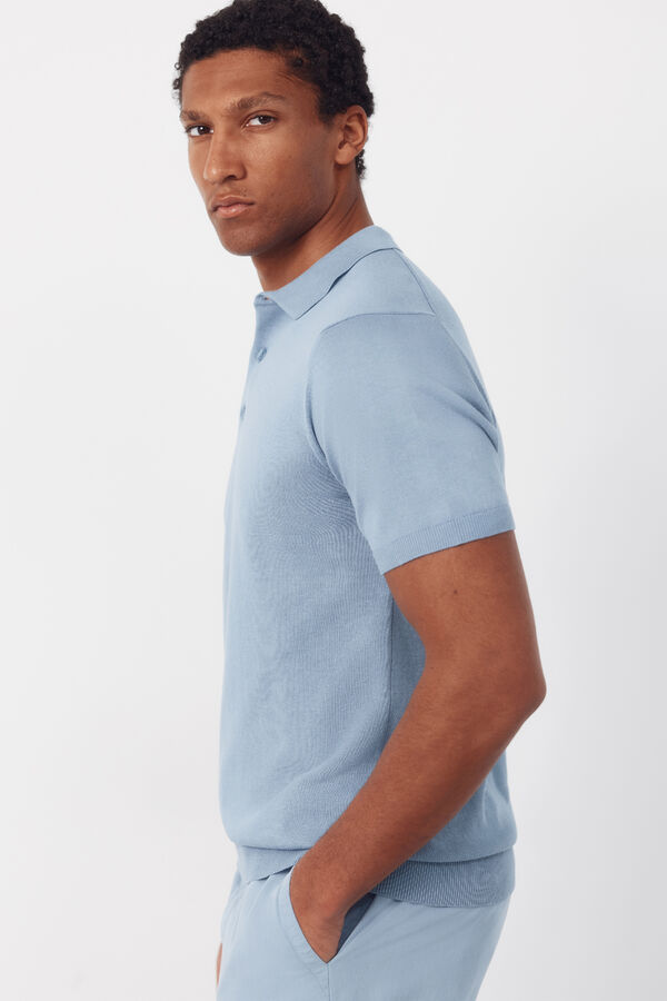 Cortefiel Basic short sleeve polo shirt Blue