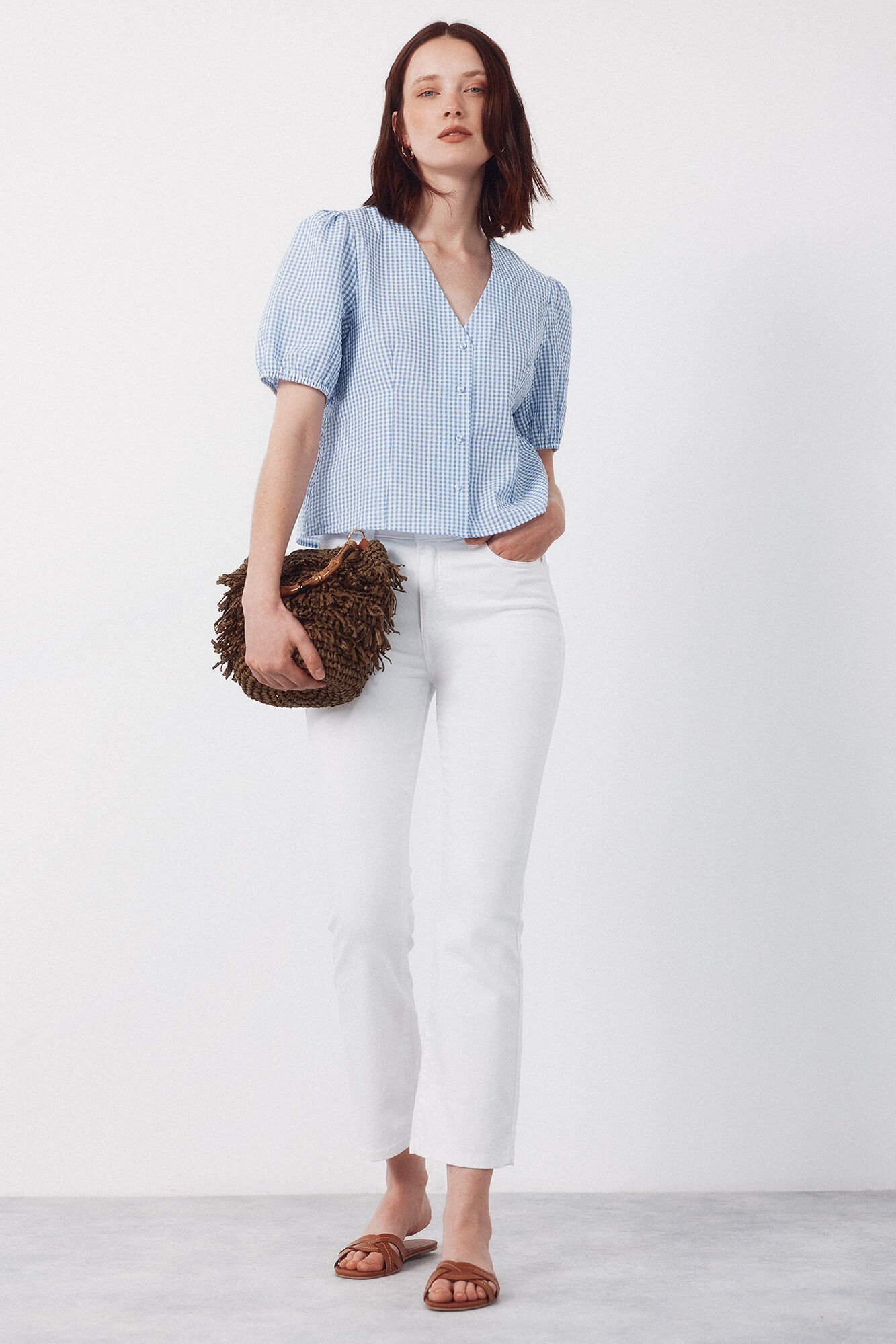 Cortefiel gingham blouse