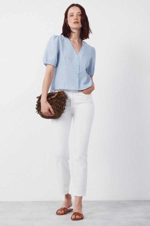 Cortefiel gingham blouse Blue