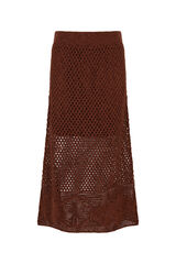 Cortefiel Midi jersey-knit skirt Dark brown