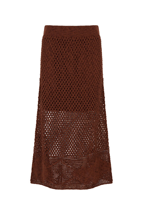 Cortefiel Midi jersey-knit skirt Dark brown