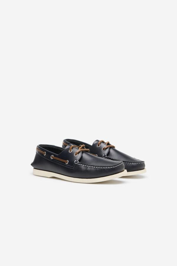 Cortefiel Zapato nautico piel Azul marino