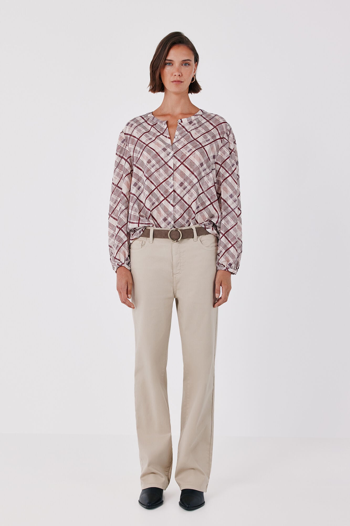 Cortefiel Plaid print blouse