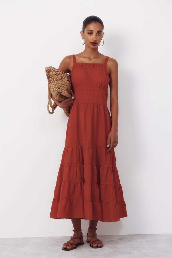 Cortefiel Herringbone print tote bag Brown