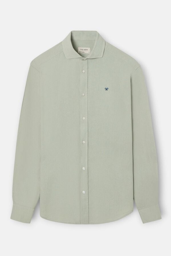 Silbon Camisa sport em linho m&eacute;dio Verde