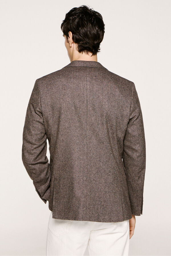 Selected Blazer de lã slim fit Castanho
