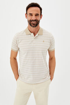 Cortefiel Striped short-sleeved Oxford polo shirt Brown