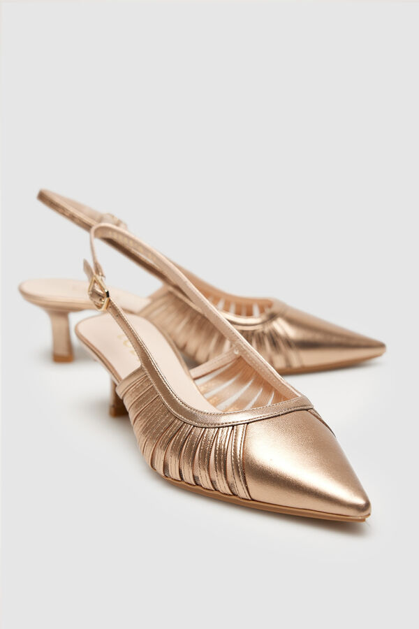Cortefiel Zapatos destalonados de mujer en piel Gold