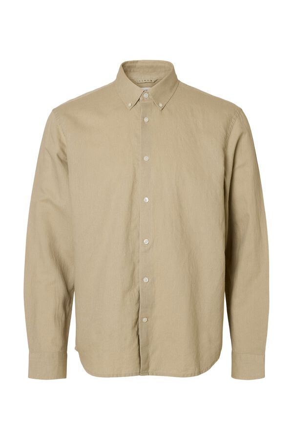 Selected Camisa de manga comprida em linho Tostado