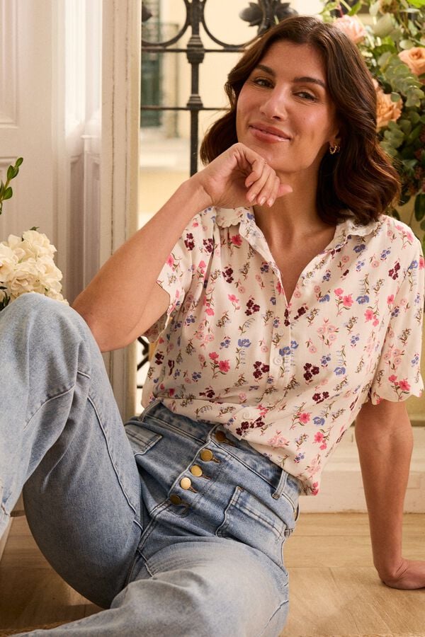 Pol&iacute;n Et Moi Blusa de flores Odete Impress&atilde;o