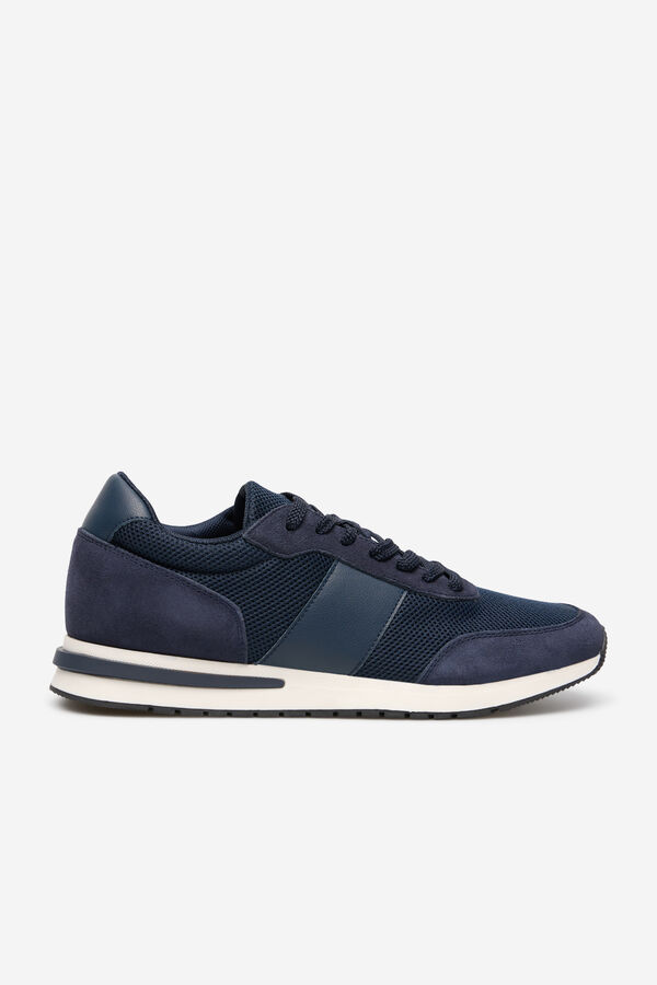 Cortefiel Leather and textile sneaker Navy