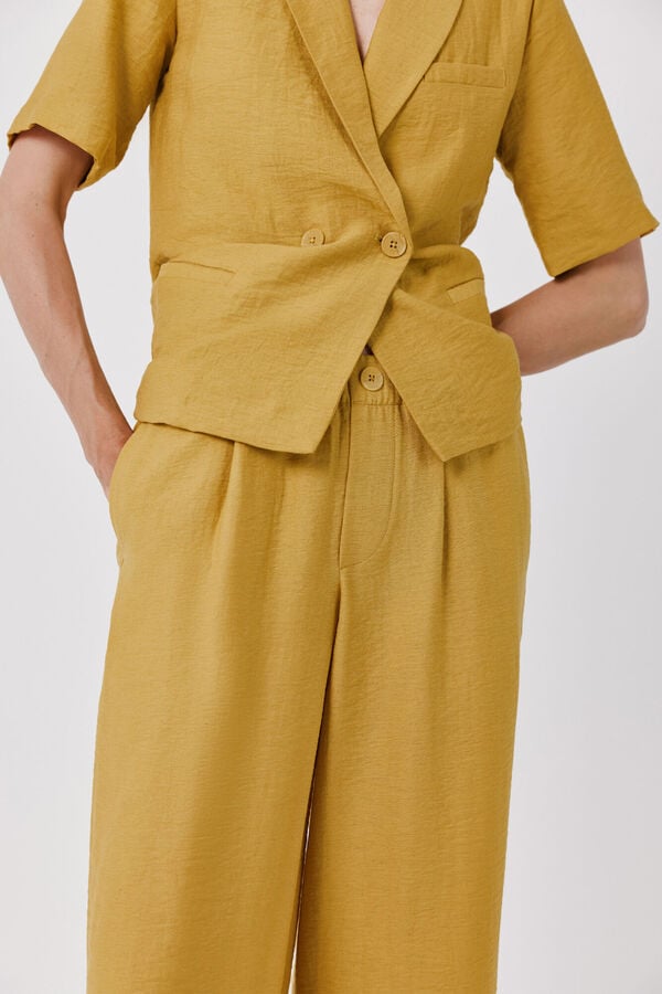 Cortefiel Pantal&oacute;n fluido ancho Amarillo