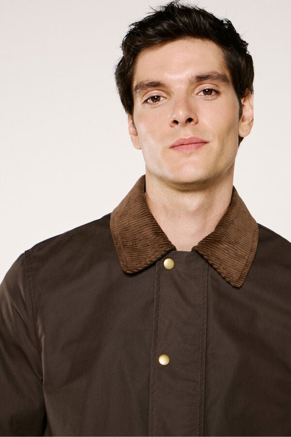 Selected Blus&atilde;o de gola de veludo cotel&ecirc; 100% algod&atilde;o org&acirc;nico  Castanho