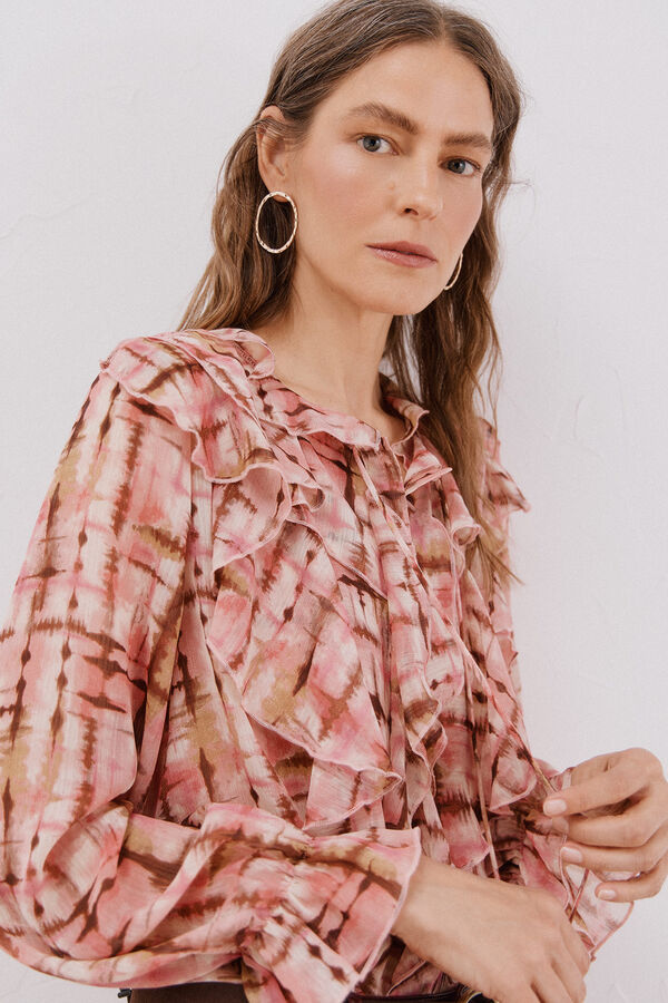 Cortefiel Flounced front blouse Printed white