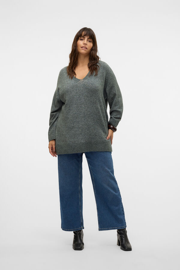 Vero Moda Curve Suéter básico com decote bico size Verde