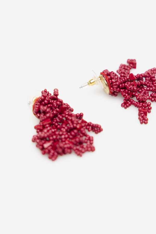 Cortefiel Long beaded earrings Maroon