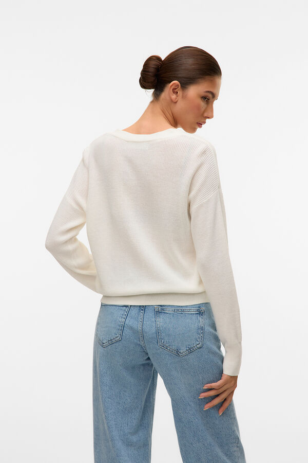 Vero Moda Casaco de malha de manga comprida com gola em bico Branco