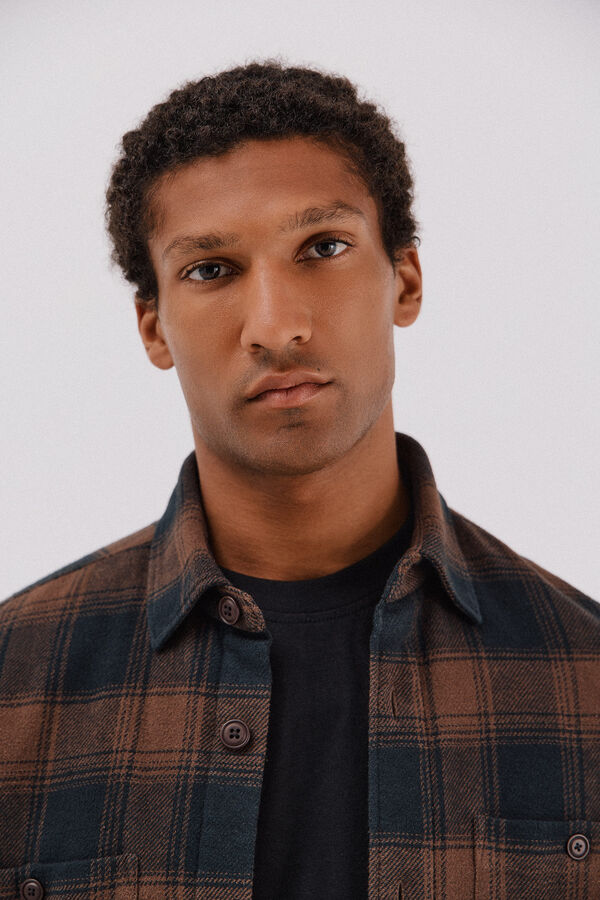 Cortefiel Quilted overshirt Brown
