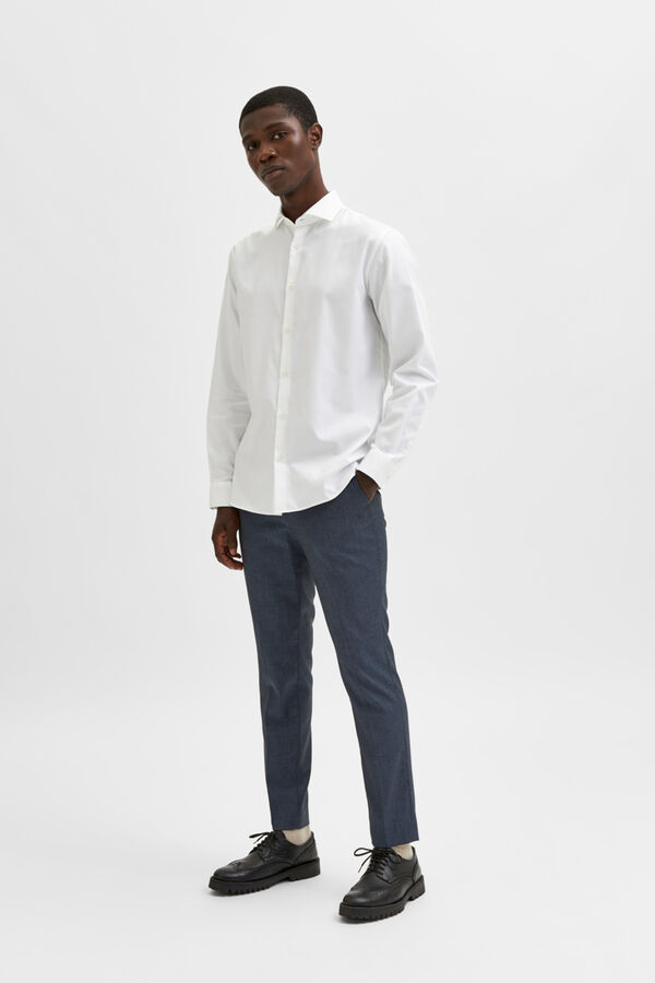 Cortefiel Camisa de manga comprida de vestir 100% algodão. Branco