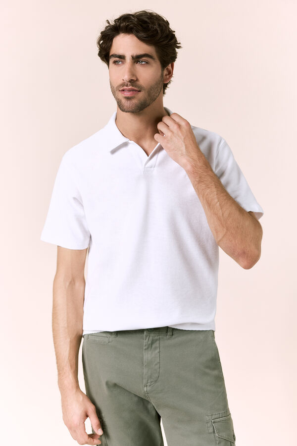 OOTO Polo piqu&eacute; cuello en V Blanco