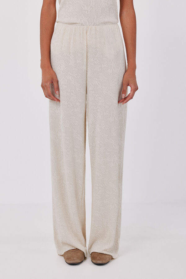Cortefiel Satin-finish leggings Ivory