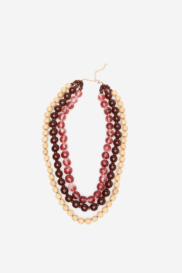 Cortefiel Collar abalorios triple Granate