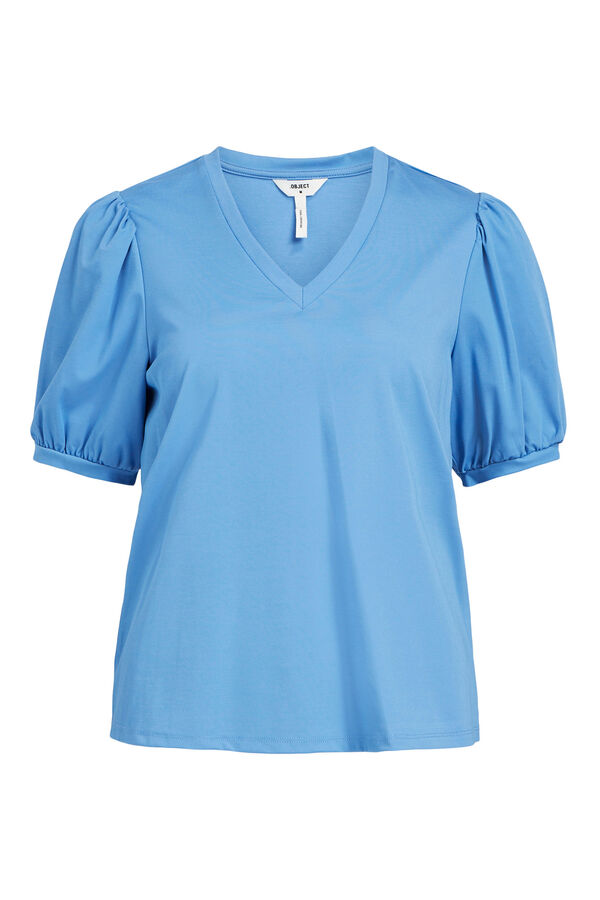 Cortefiel Balloon-sleeve T-shirt Blue
