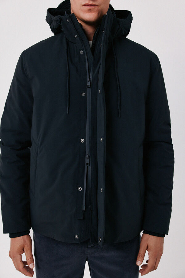 Cortefiel Short hooded parka Black