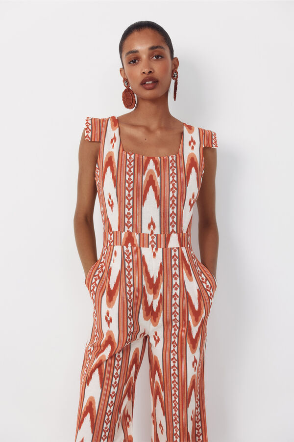 Cortefiel Printed jumpsuit Printed red