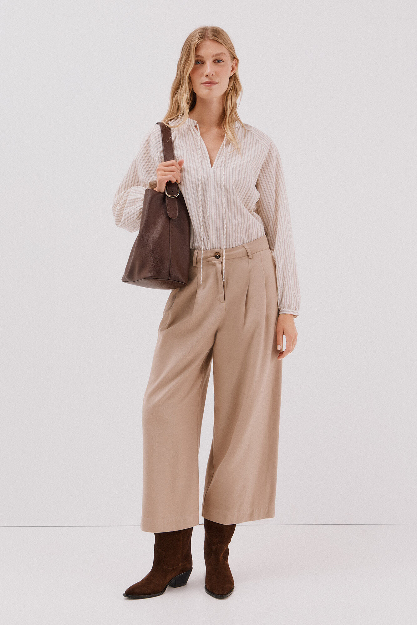 Cortefiel Blusa riscas de cord&atilde;o