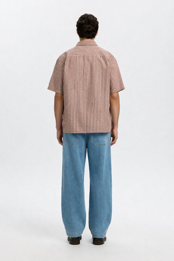 Selected Camisa tejido estructura manga corta Rojo