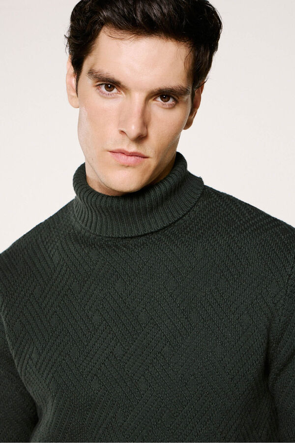 Selected Camisola estruturado de gola alta 100% algodão orgânico  Verde