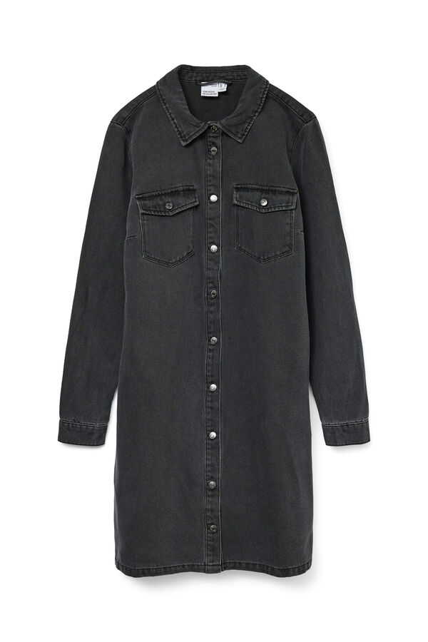 Vero Moda Vestido jeans curto de manga comprida Preto