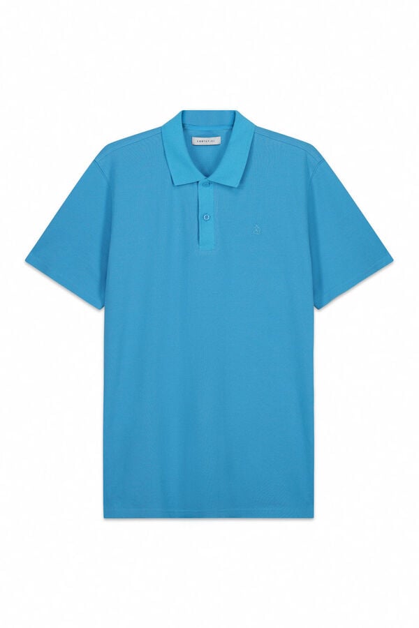 Cortefiel Polo com textura Azul
