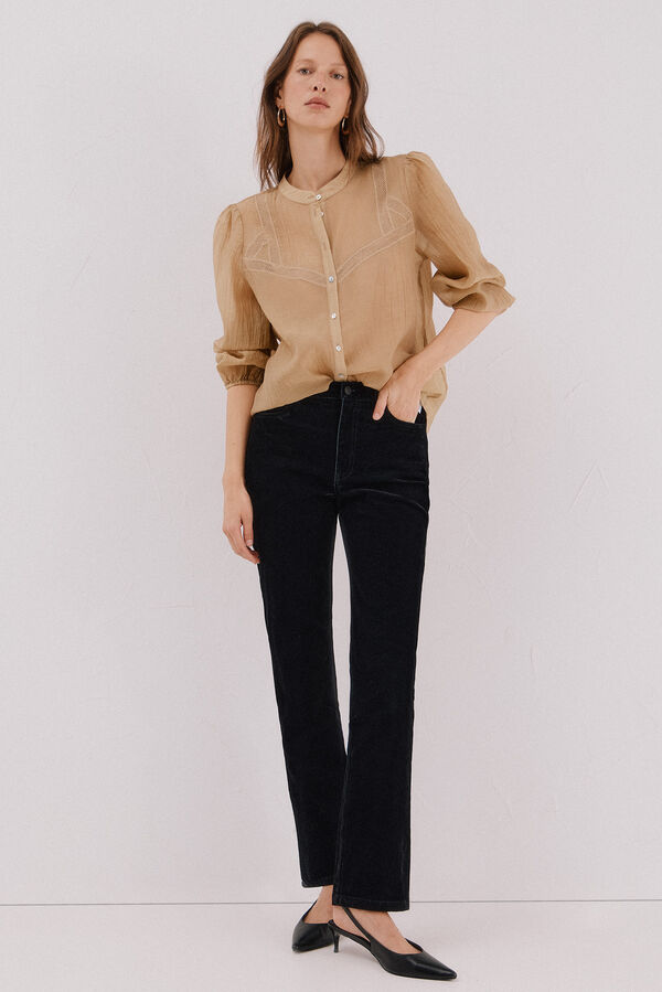 Cortefiel Calça Jeans Reta de Veludo Preto