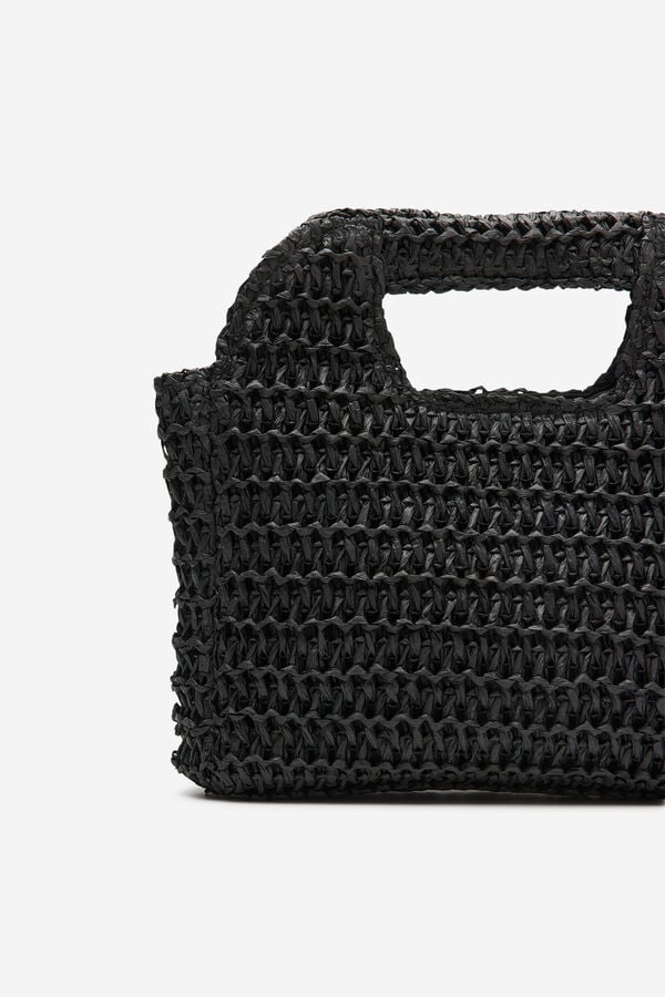 Cortefiel Mala tran&ccedil;ada de r&aacute;fia Preto