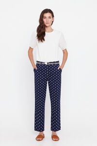 Cortefiel Cropped trousers Printed blue
