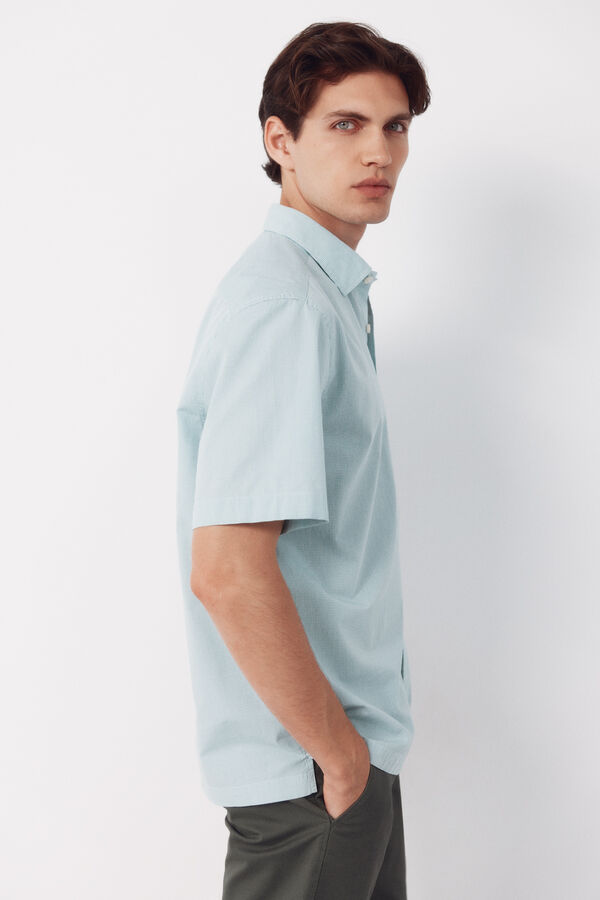 Cortefiel Gingham short sleeve shirt Green