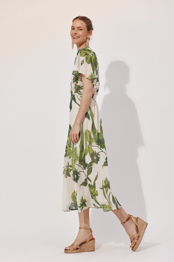 Cortefiel Vestido fluido Impress&atilde;o