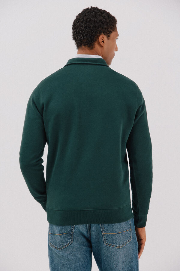 Cortefiel Polo shirt neck sweatshirt  Dark green
