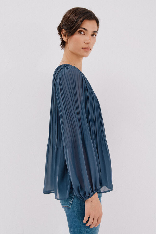 Cortefiel Pleated blouse Blue